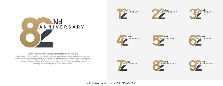 conjunto de vector de logotipo de aniversario, color marrón y negro para fines de celebración