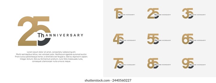 anniversary logotype vector set, brown and black color for celebration purpose