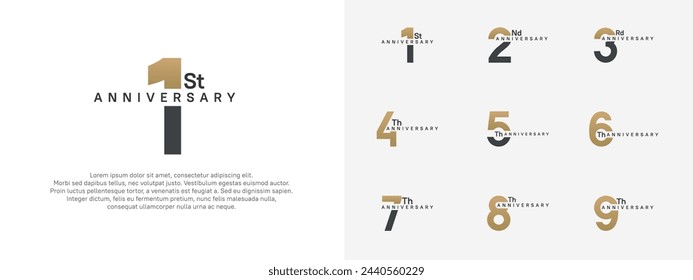 anniversary logotype vector set, brown and black color for celebration purpose