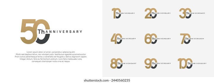 anniversary logotype vector set, brown and black color for celebration purpose