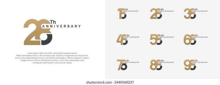 conjunto de vector de logotipo de aniversario, color marrón y negro para fines de celebración