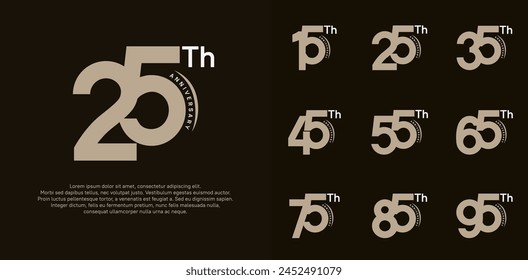 anniversary logotype vector set, brown color can be use for special day celebration