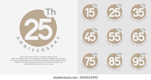 anniversary logotype vector set with brown color circle can be use for celebration moment