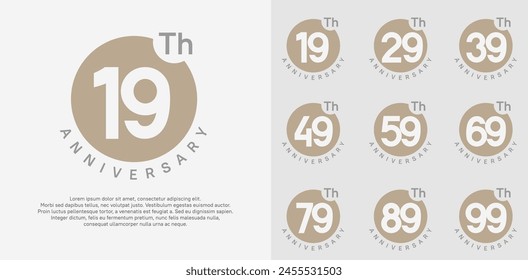 anniversary logotype vector set with brown color circle can be use for celebration moment