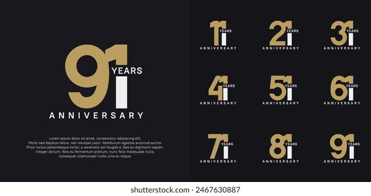 anniversary logotype vector set with brown and white color for special celebration day