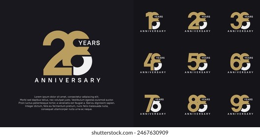 anniversary logotype vector set with brown and white color for special celebration day