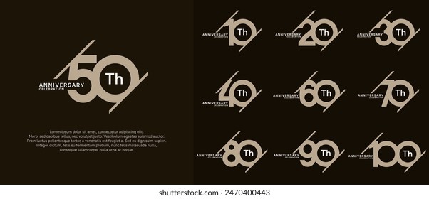 Jubiläums-Logo-Vektorgrafik-Set mit Braunfärbung kann für Feierzwecke verwendet werden