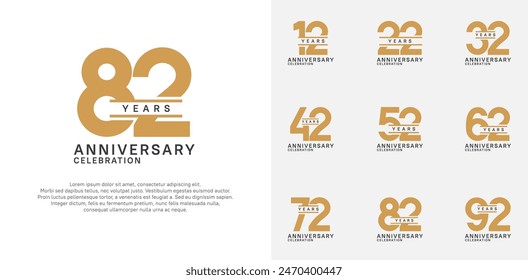 conjunto de Vector de logotipo de aniversario con color marrón para celebración especial