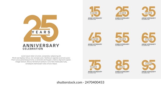 anniversary logotype vector set with brown color for special celebration