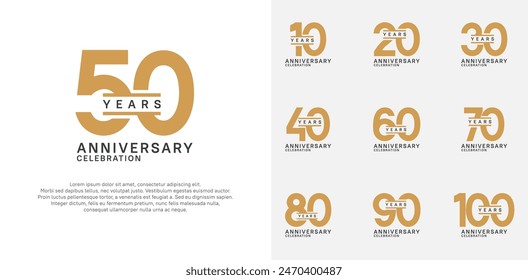 anniversary logotype vector set with brown color for special celebration