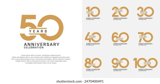 conjunto de Vector de logotipo de aniversario con color marrón para celebración especial