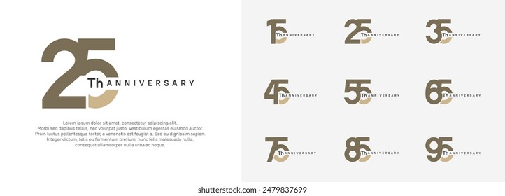 anniversary logotype vector set, brown color for celebration purpose