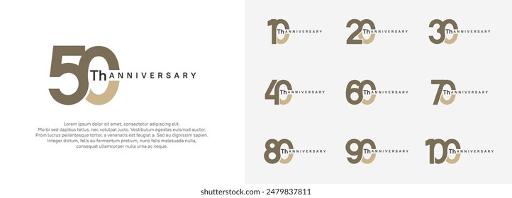 anniversary logotype vector set, brown color for celebration purpose