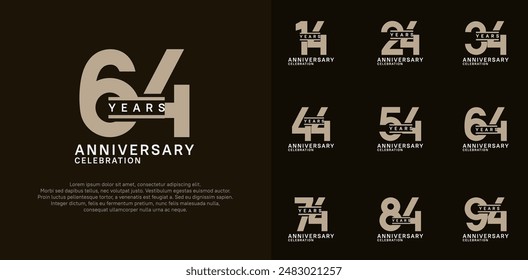 anniversary logotype vector set with brown color for special celebration