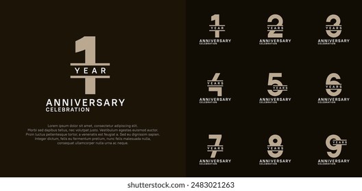 anniversary logotype vector set with brown color for special celebration