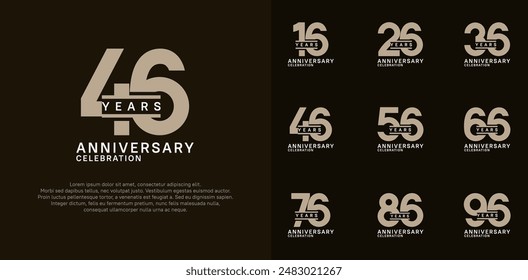 anniversary logotype vector set with brown color for special celebration