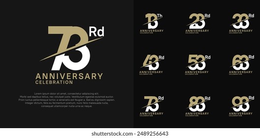 anniversary logotype vector set with brown and white color and slash for celebration day