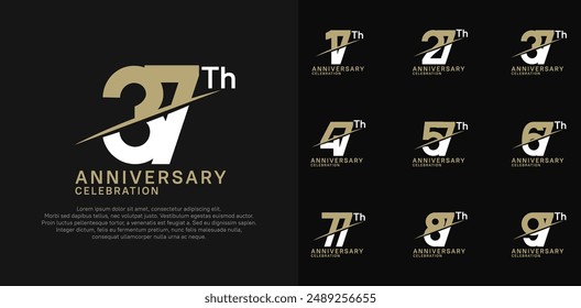 anniversary logotype vector set with brown and white color and slash for celebration day