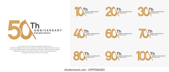 anniversary logotype vector set. brown and black color with slash for celebration day
