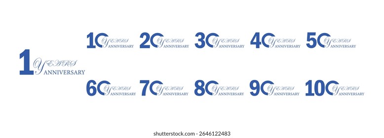 anniversary logotype vector set with coloring for special celebration day.