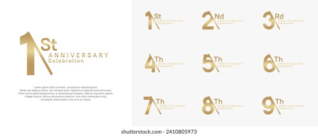 anniversary logotype vector set. gold color with slash for celebration day