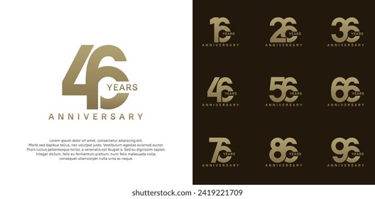 anniversary logotype vector set with gold color for special celebration day