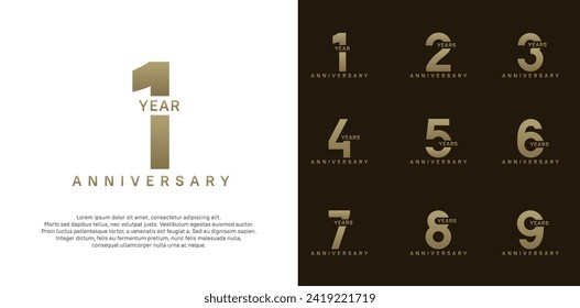 anniversary logotype vector set with gold color for special celebration day