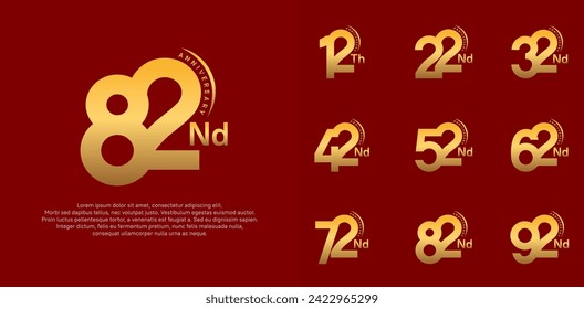 anniversary logotype vector set, gold color can be use for special day celebration