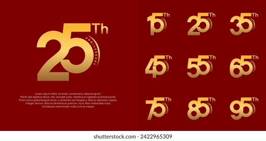 anniversary logotype vector set, gold color can be use for special day celebration
