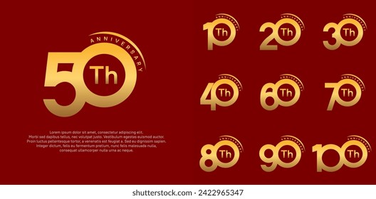 anniversary logotype vector set, gold color can be use for special day celebration