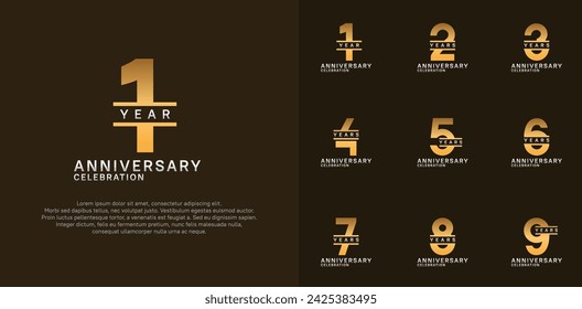 anniversary logotype vector set with gold color for special celebration