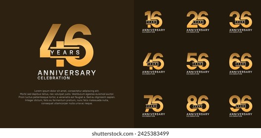 anniversary logotype vector set with gold color for special celebration