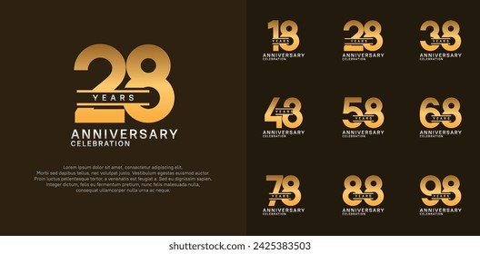 Conjunto de vector de logotipo de aniversario con color dorado para celebración especial