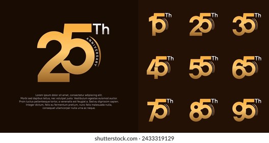 el vector del logotipo del aniversario, el color dorado y plateado se puede utilizar para la celebración especial del día