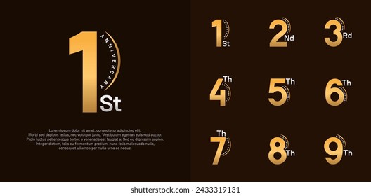 anniversary logotype vector set, gold and silver color can be use for special day celebration