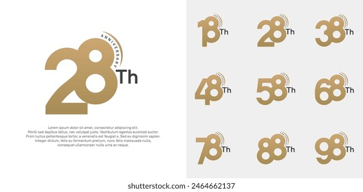 conjunto de Vector de logotipo de aniversario, el color dorado se puede utilizar para la celebración especial del día