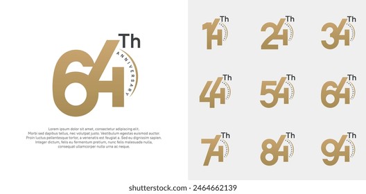 conjunto de Vector de logotipo de aniversario, el color dorado se puede utilizar para la celebración especial del día