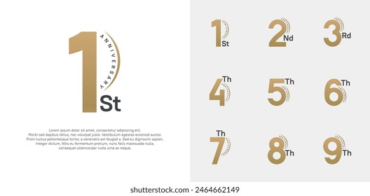 anniversary logotype vector set, gold color can be use for special day celebration