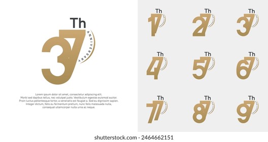 anniversary logotype vector set, gold color can be use for special day celebration