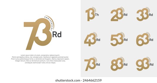 conjunto de Vector de logotipo de aniversario, el color dorado se puede utilizar para la celebración especial del día