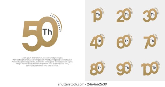 anniversary logotype vector set, gold color can be use for special day celebration