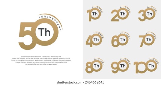 Jubiläums-Logo-Vektorgrafik-Set, Goldfarbe kann für besondere Feiertage verwendet werden