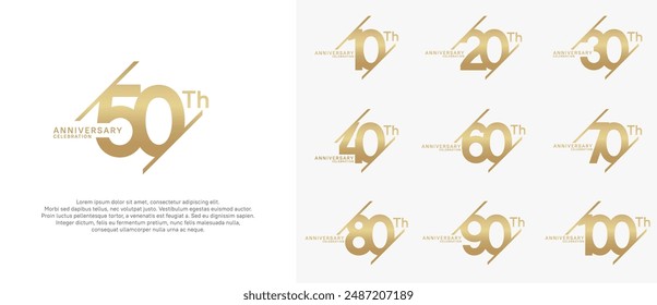 Jubiläums-Logotyp-Vektorgrafik-Set mit Goldfarbe kann für Feierzwecke verwendet werden