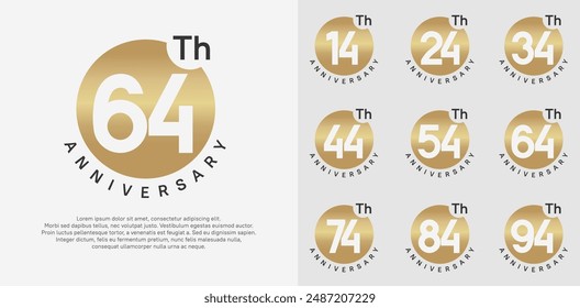 el conjunto de Vector de logotipo de aniversario con círculo de color dorado se puede utilizar para el momento de celebración