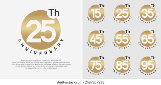 anniversary logotype vector set with gold color circle can be use for celebration moment