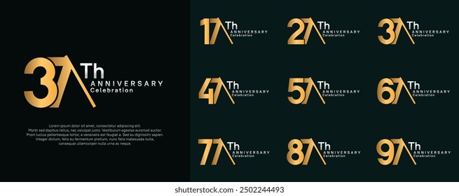 anniversary logotype vector set. gold and silver color with slash for celebration day