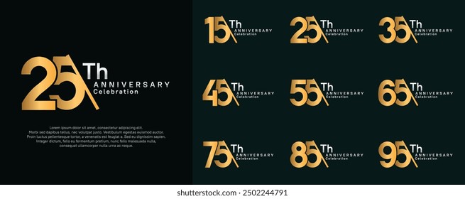 anniversary logotype vector set. gold and silver color with slash for celebration day