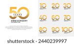 anniversary logotype vector set with golden color for special celebration