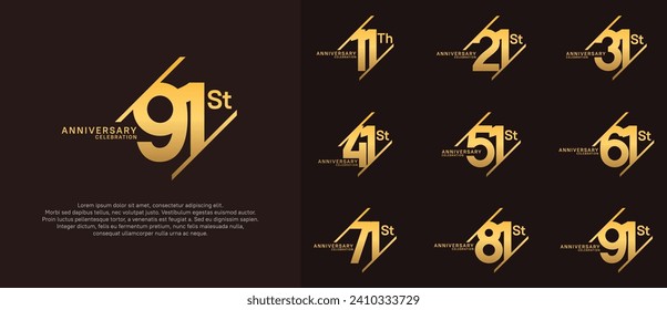 conjunto de vectores de logotipo de aniversario con color dorado se puede usar para fines de celebración