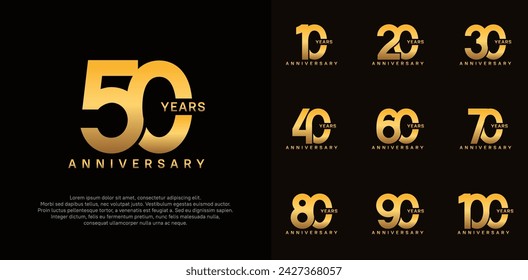 anniversary logotype vector set with golden color for special celebration day